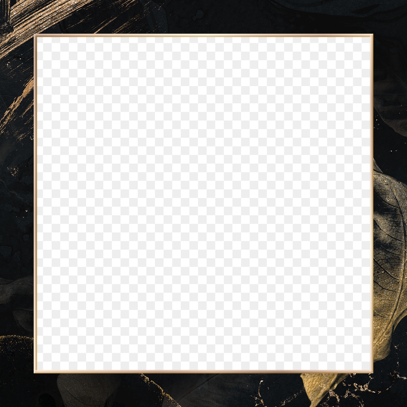 Black frame png, abstract botanical | Premium PNG - rawpixel