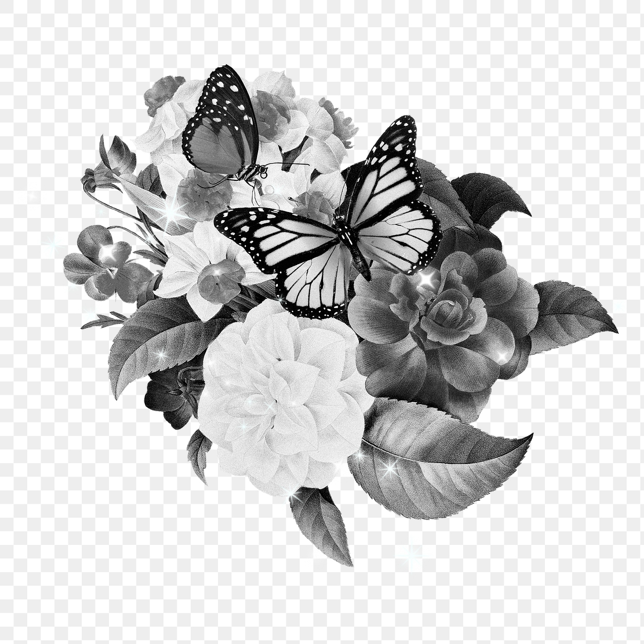 Gray flower png sticker, botanical Premium PNG rawpixel