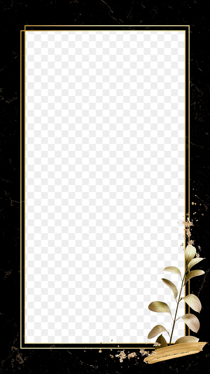 Black frame png golden leaf | Free PNG - rawpixel