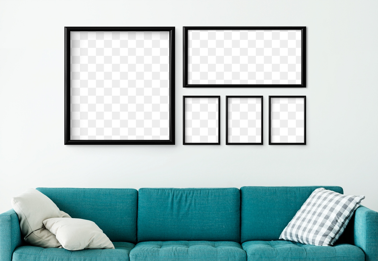 5 Blank Black Picture Frames 