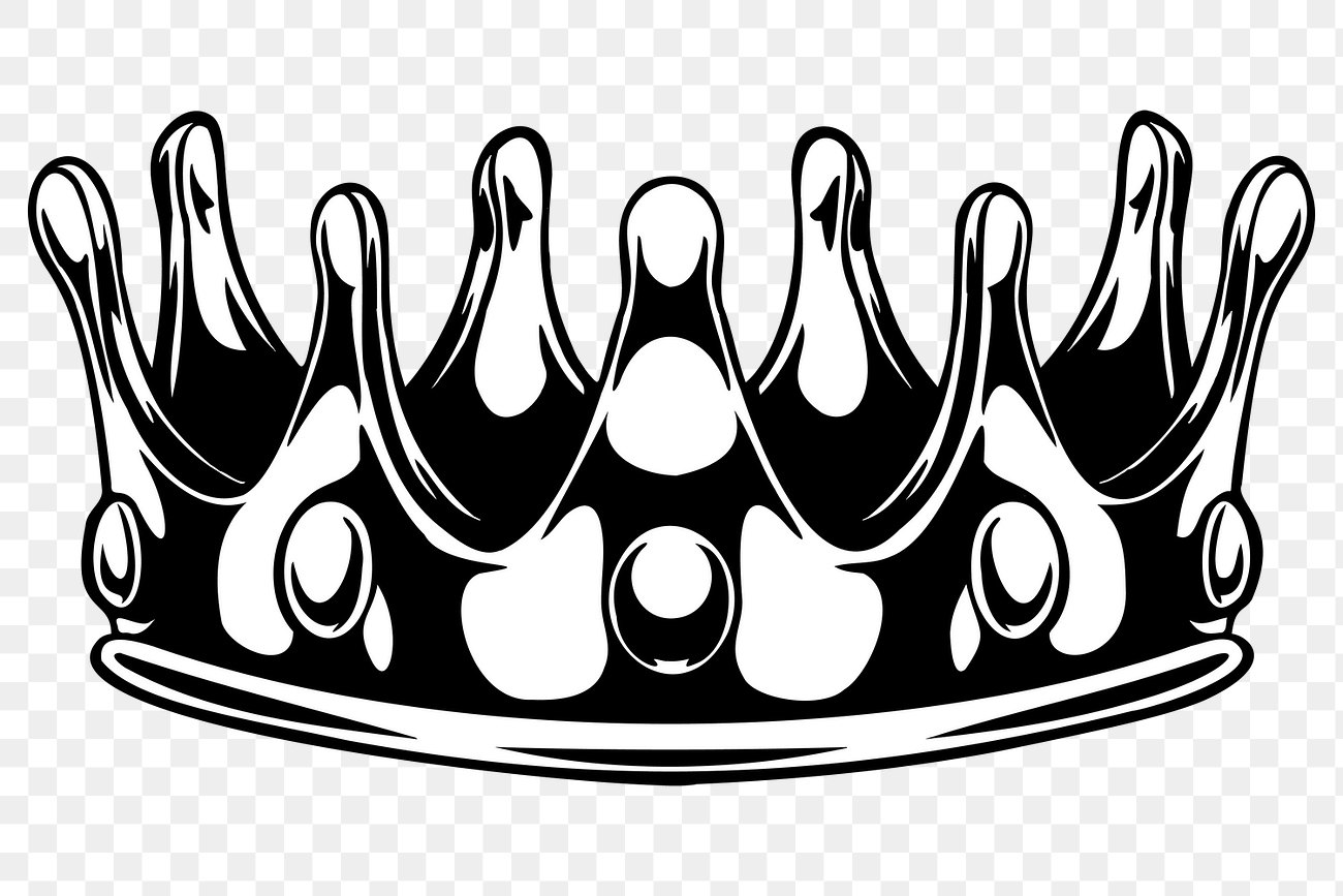 Black and white crown sticker Premium PNG Sticker rawpixel
