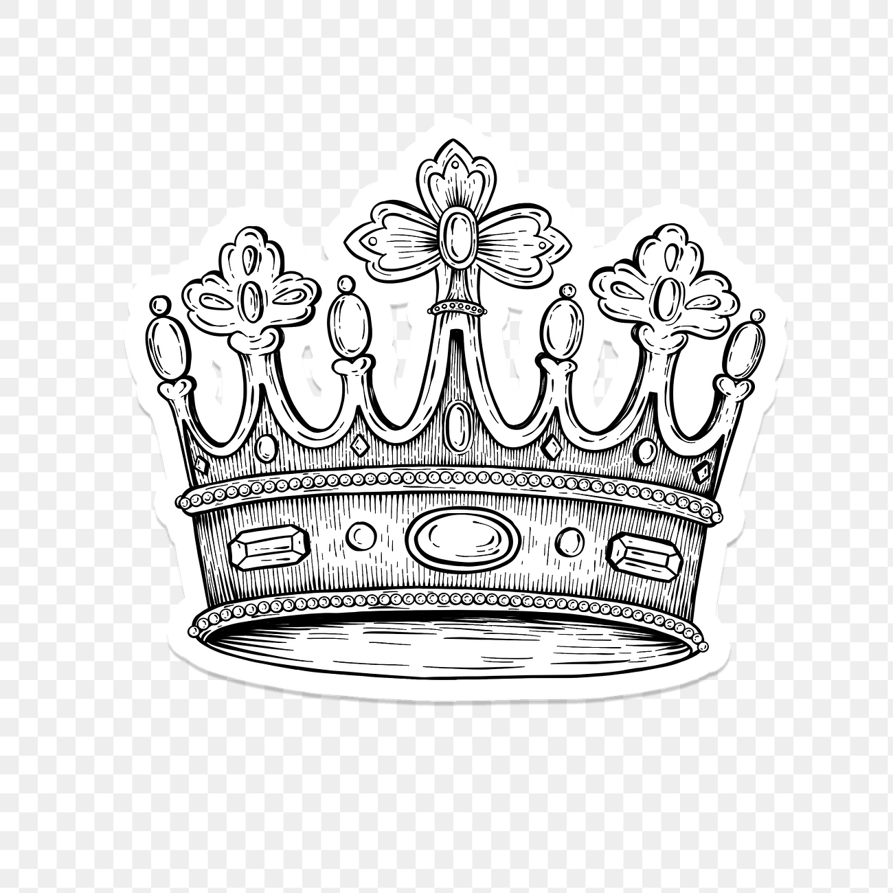 Crown outline sticker overlay white Premium PNG Sticker rawpixel
