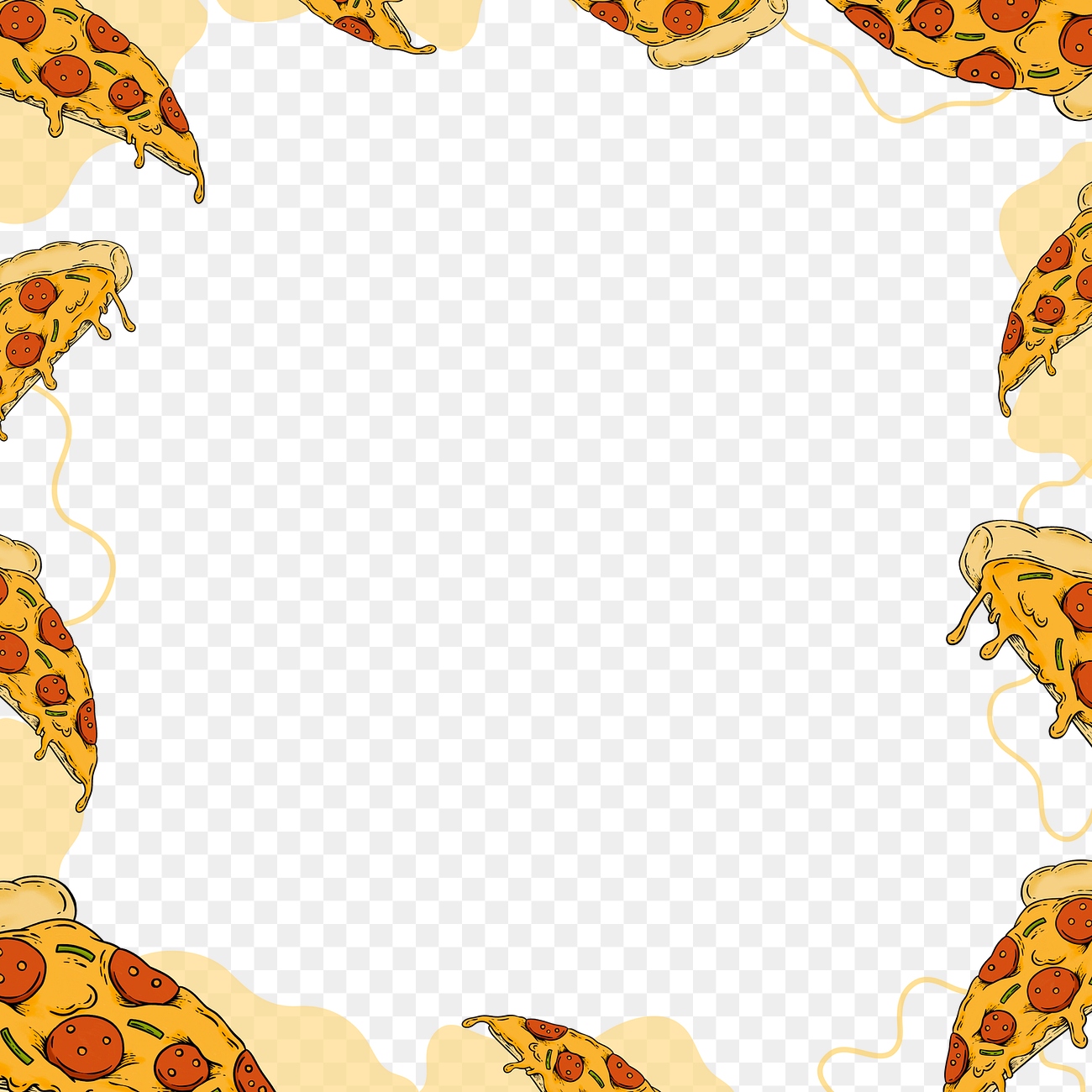 Square pepperoni pizza frame background Premium PNG rawpixel