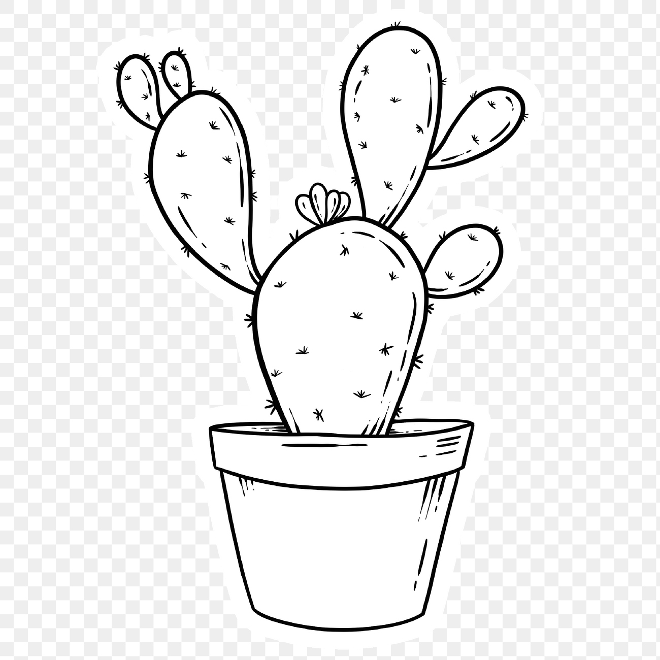 Black and white cactus design Premium PNG Sticker rawpixel