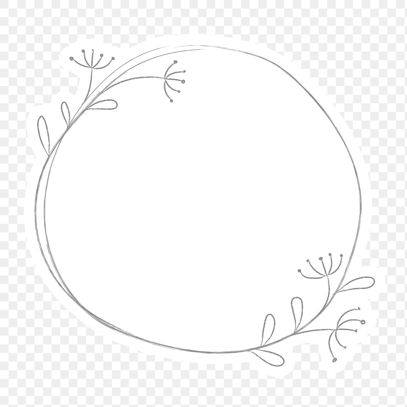 Leafy doodle frame design element | Free PNG Sticker - rawpixel