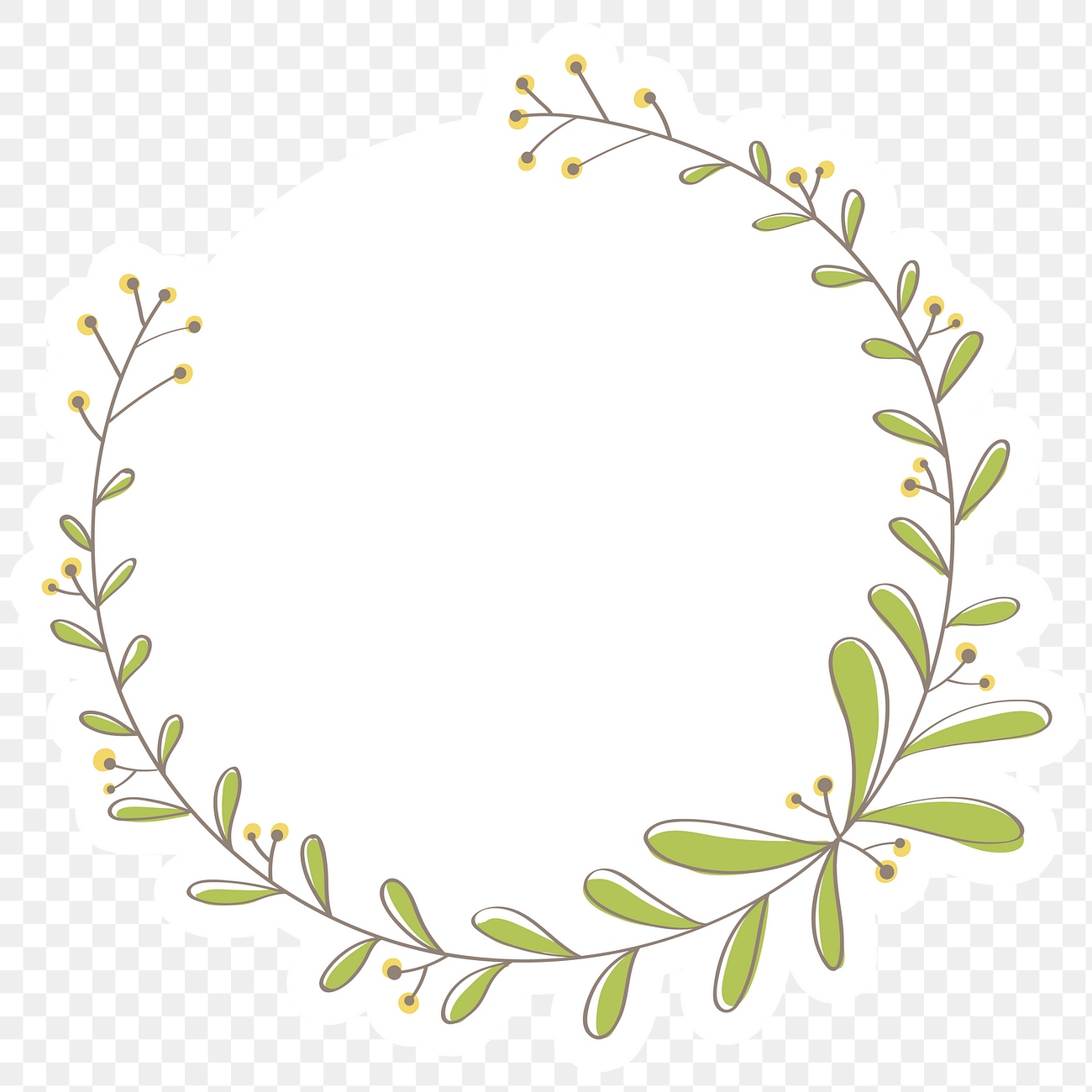 Leafy doodle frame design element | Premium PNG Sticker - rawpixel