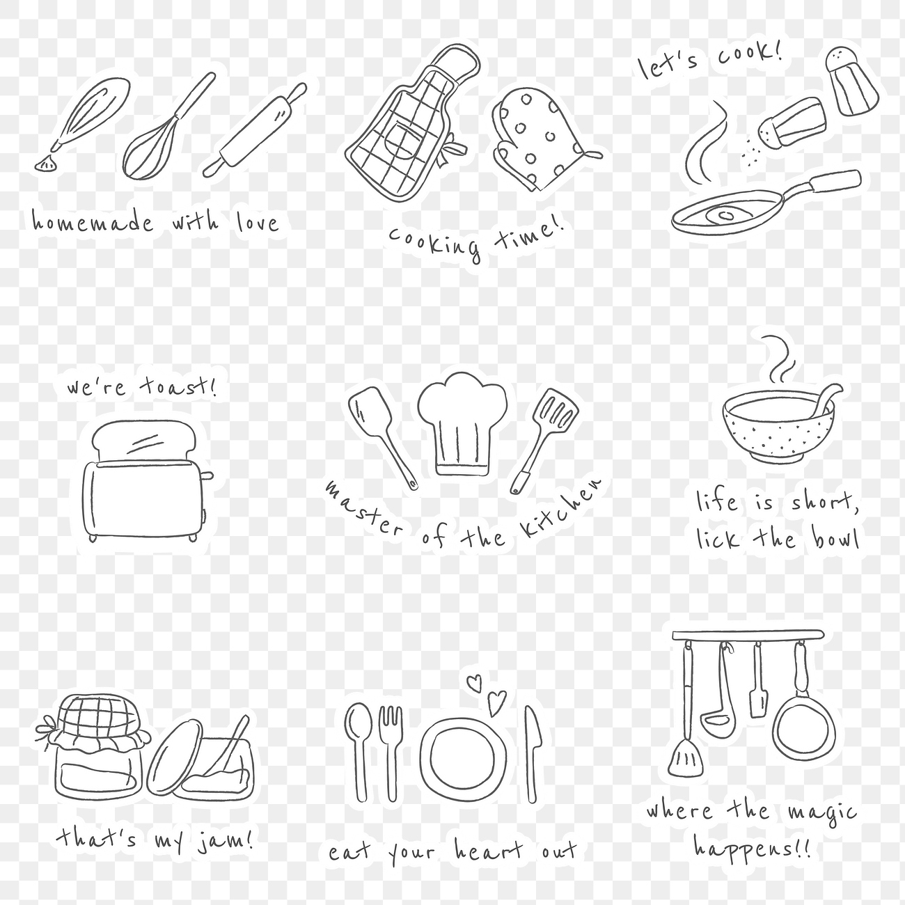 Cute kitchen stickers journaling set Premium PNG rawpixel