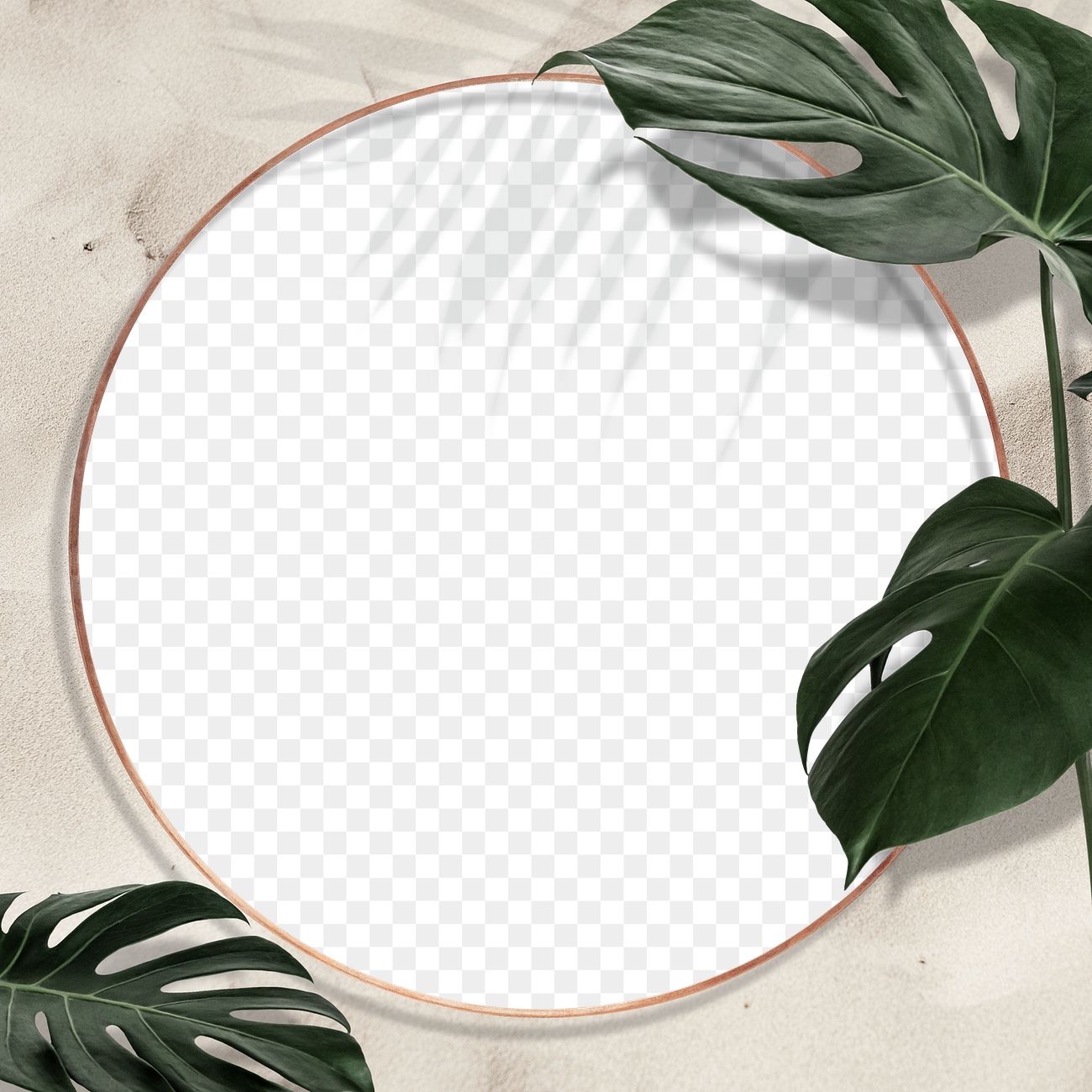 Gold round Monstera leaves frame | Premium PNG - rawpixel