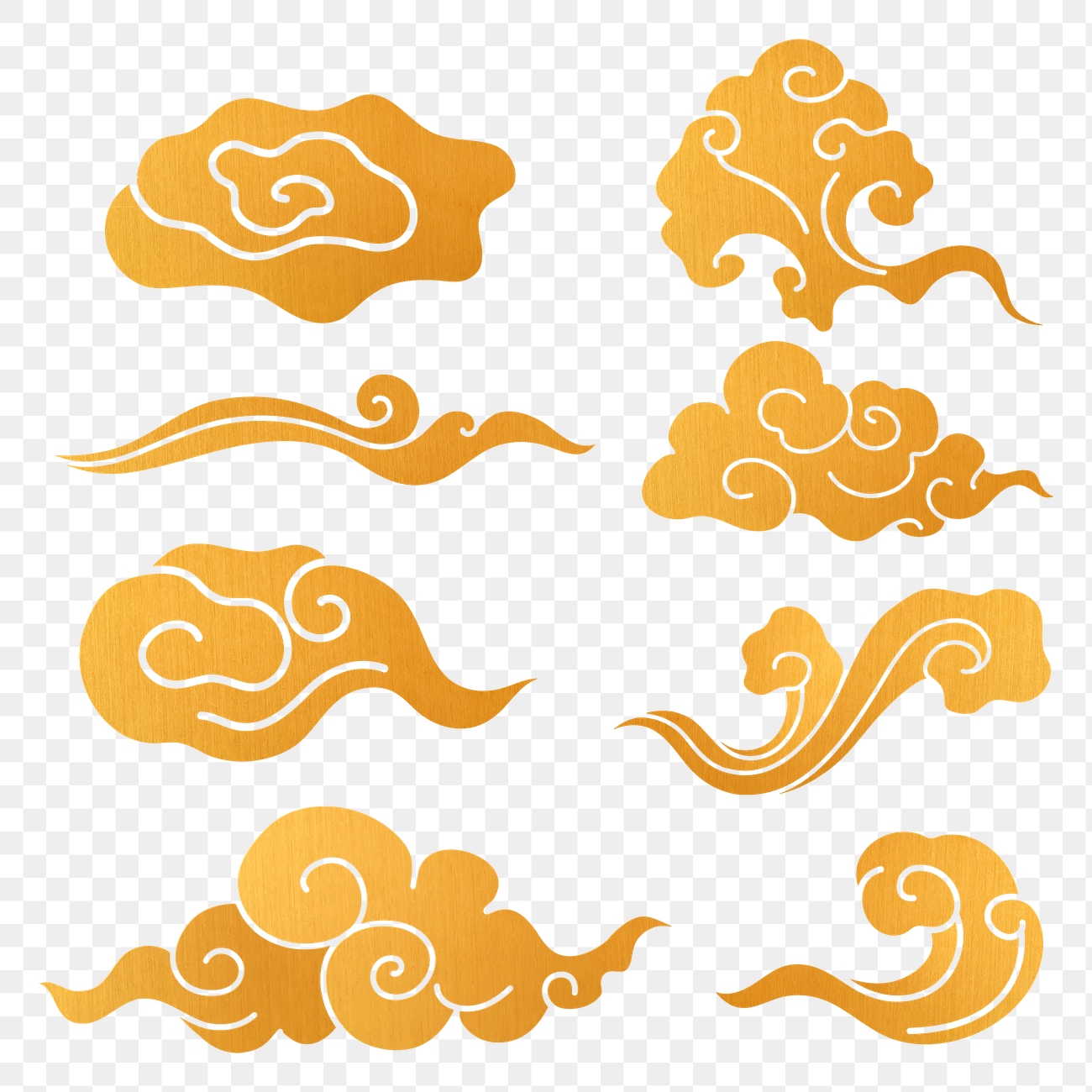 Oriental cloud png sticker, gold | Premium PNG - rawpixel