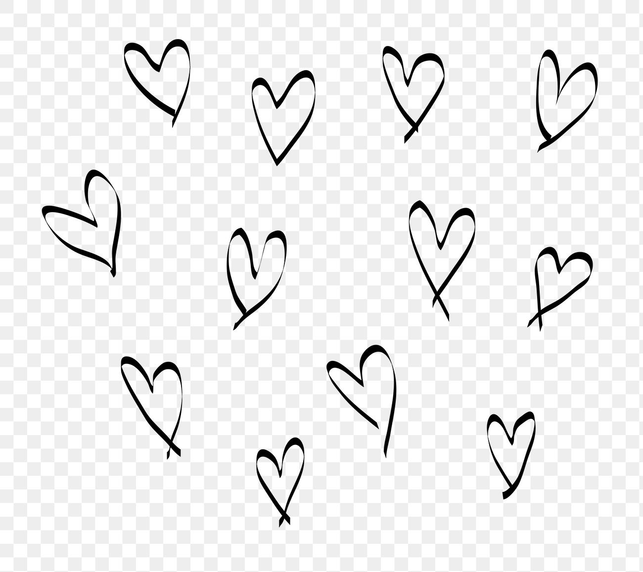 Hearts png doodle sticker, ink | Premium PNG - rawpixel