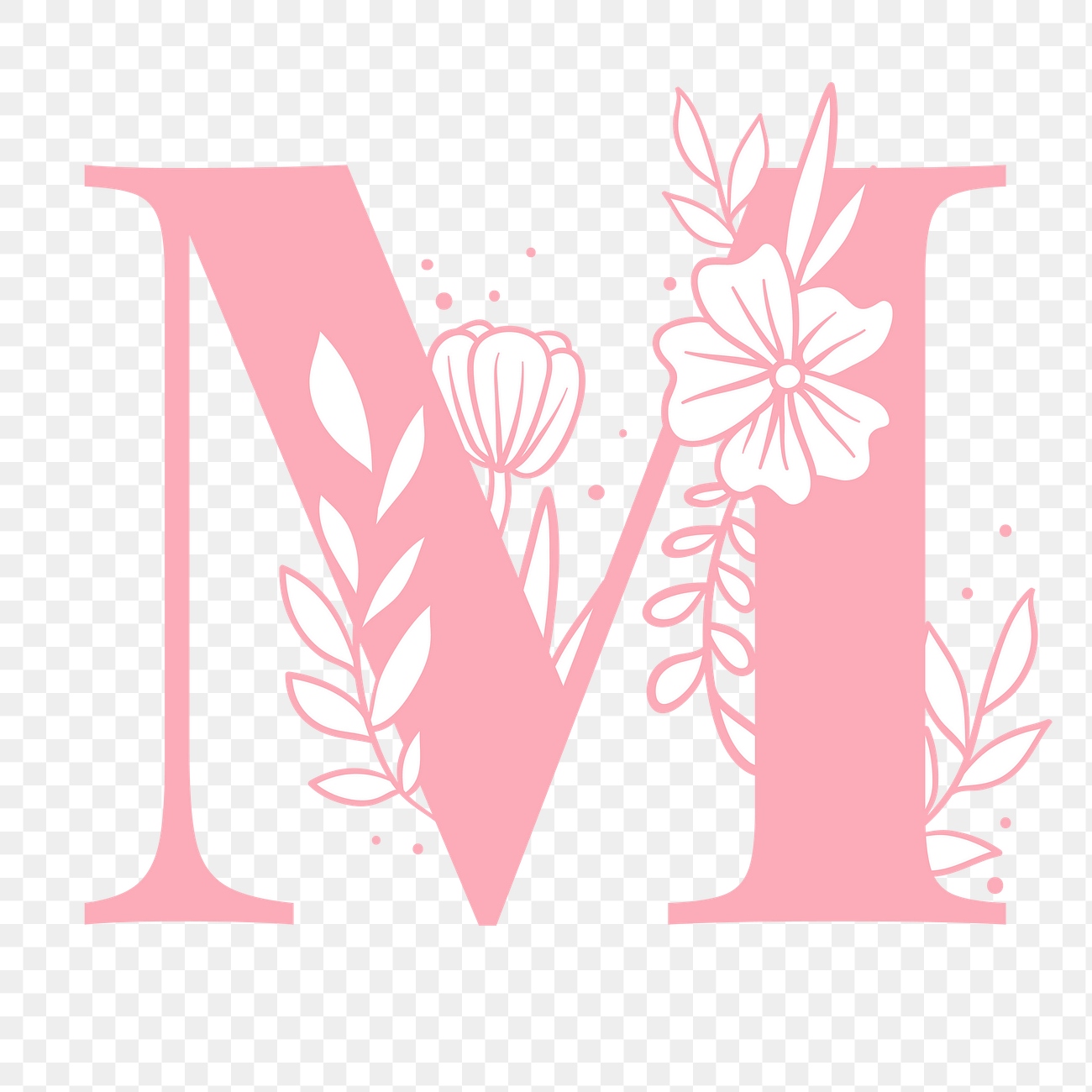 Png M floral alphabet typography | Premium PNG Sticker - rawpixel