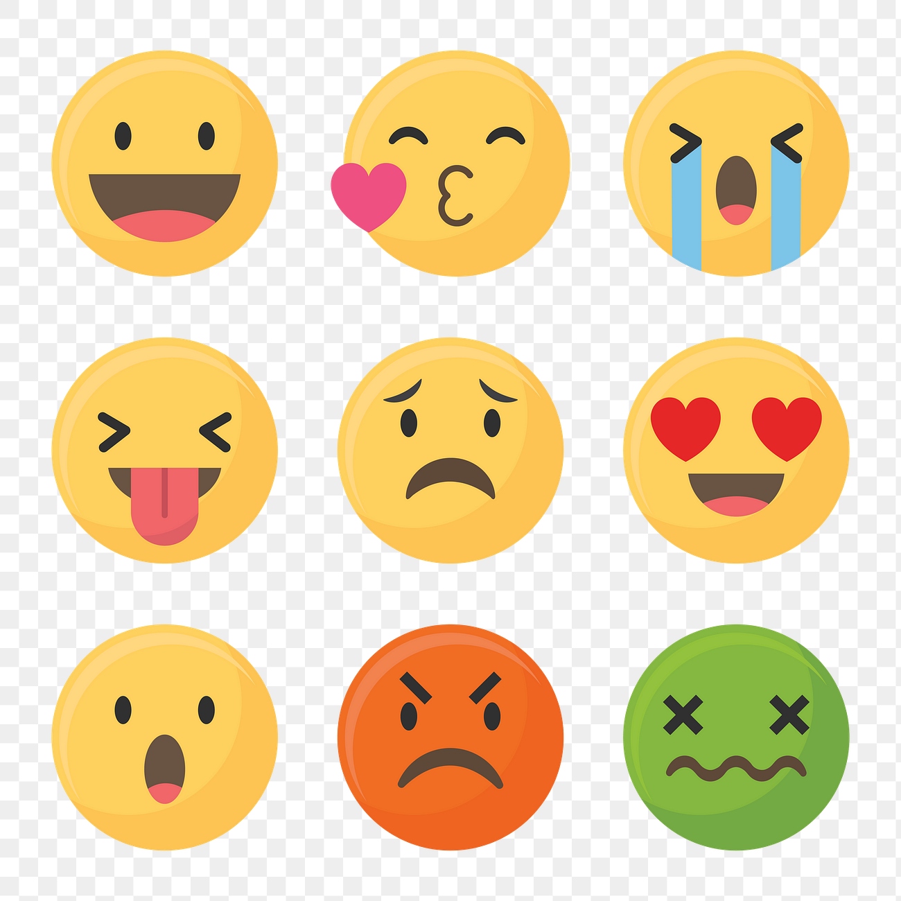 Face emoticon symbol set transparent | Free PNG - rawpixel