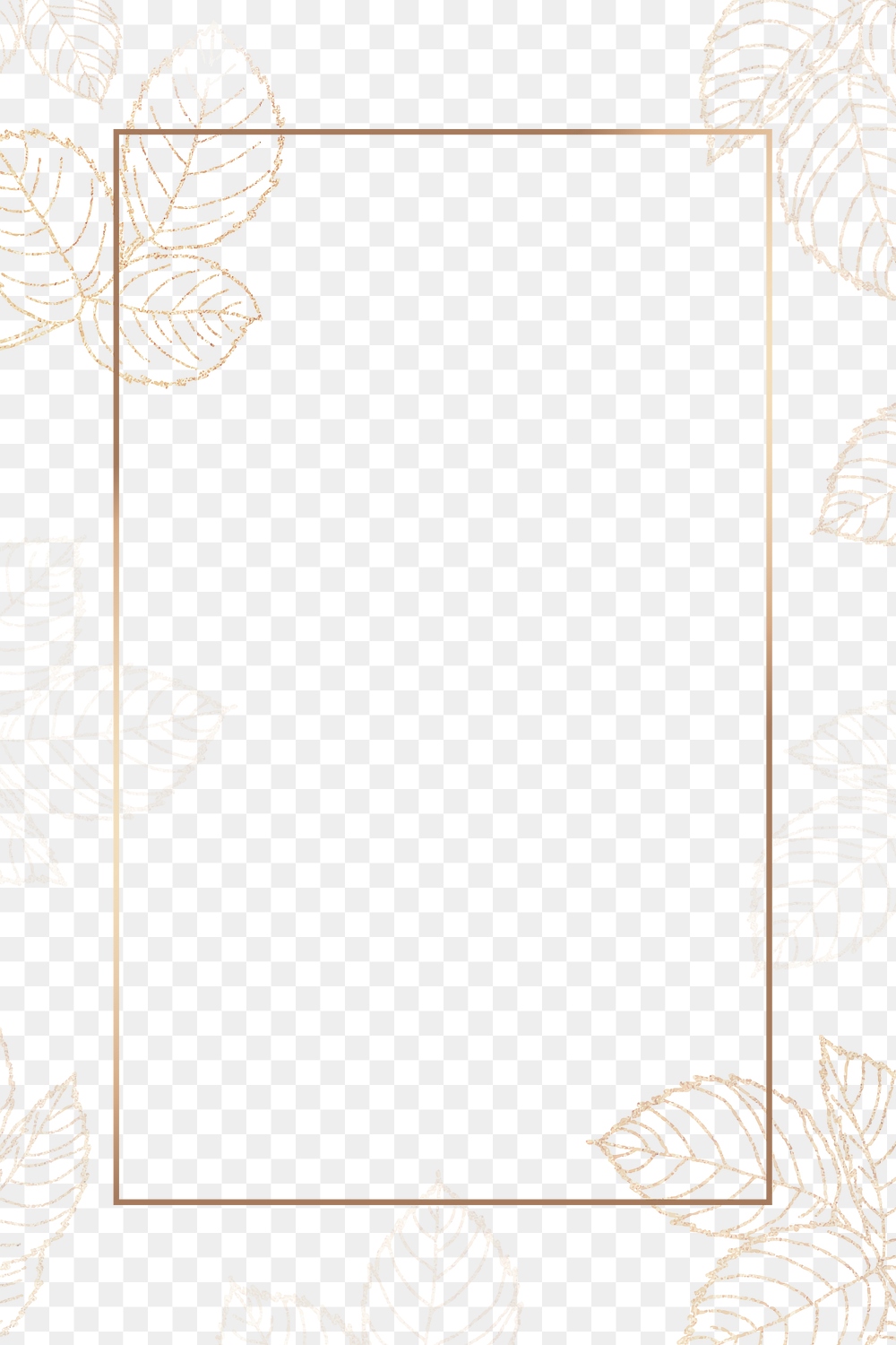 Leafy golden rectangle frame design | Premium PNG - rawpixel