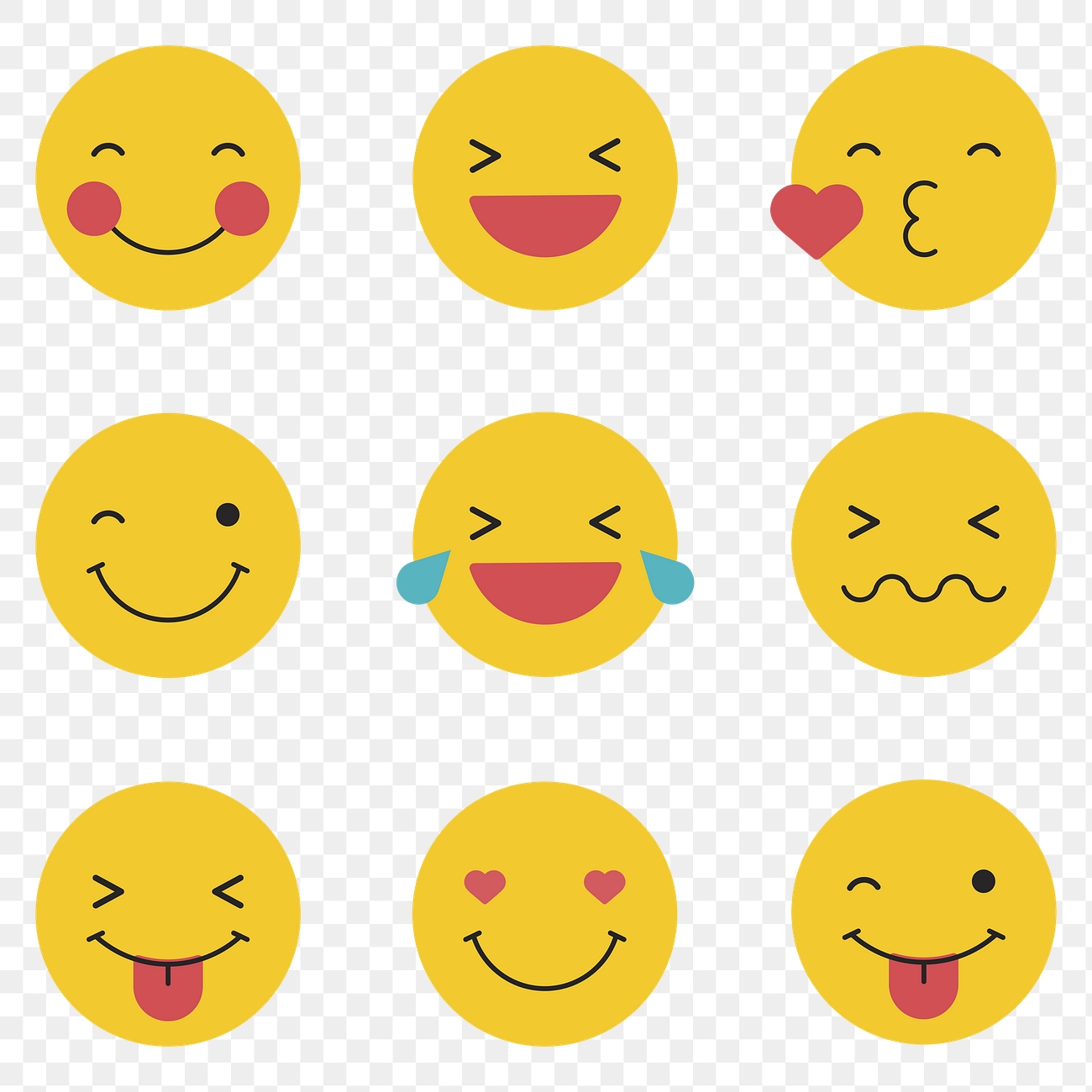 Round yellow emoticon set emoticon | Premium PNG - rawpixel