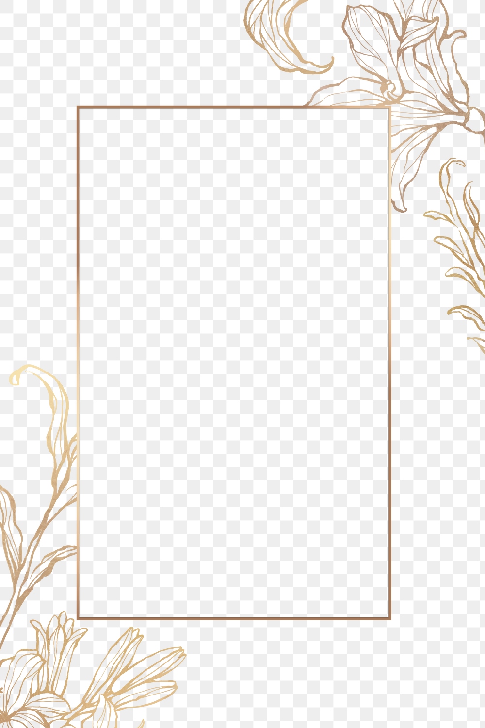 Rectangle gold frame floral outline | Premium PNG - rawpixel