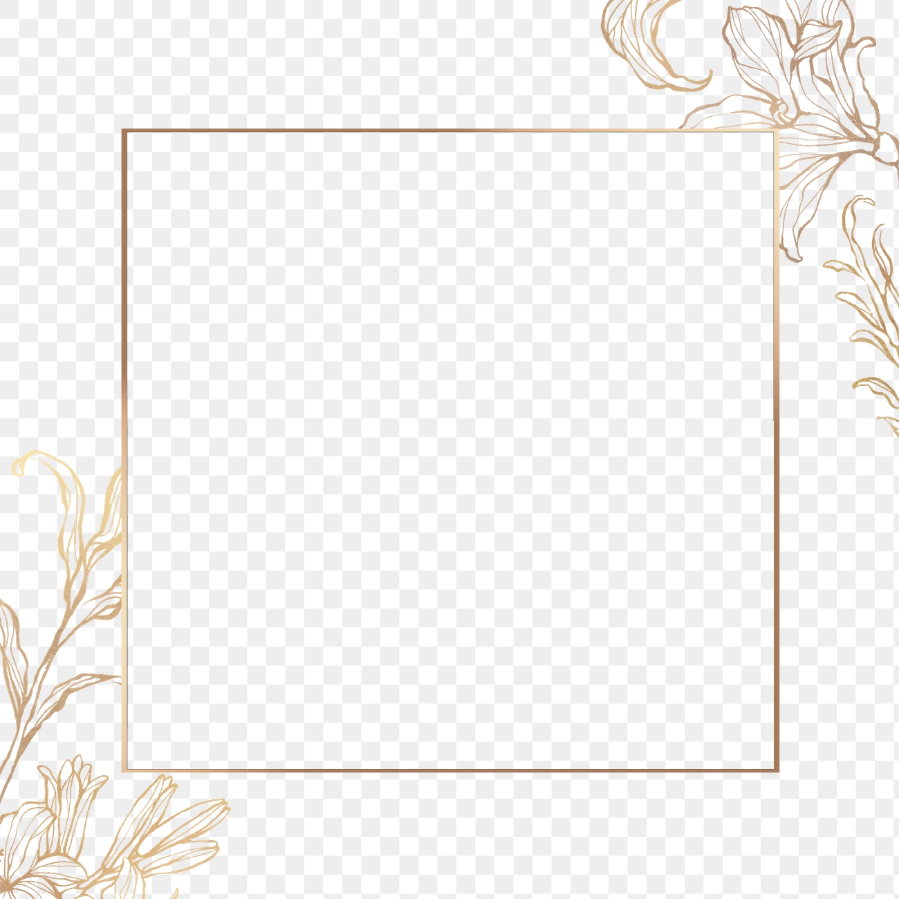 Rectangle gold frame floral outline | Premium PNG - rawpixel