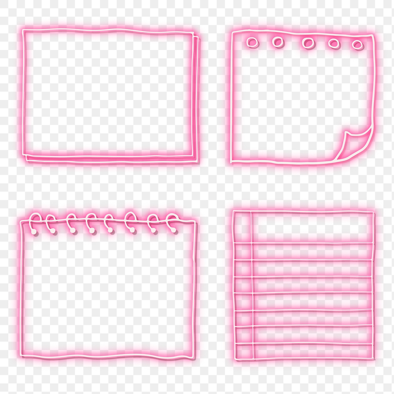 Pink Neon Paper Notes Transparent 