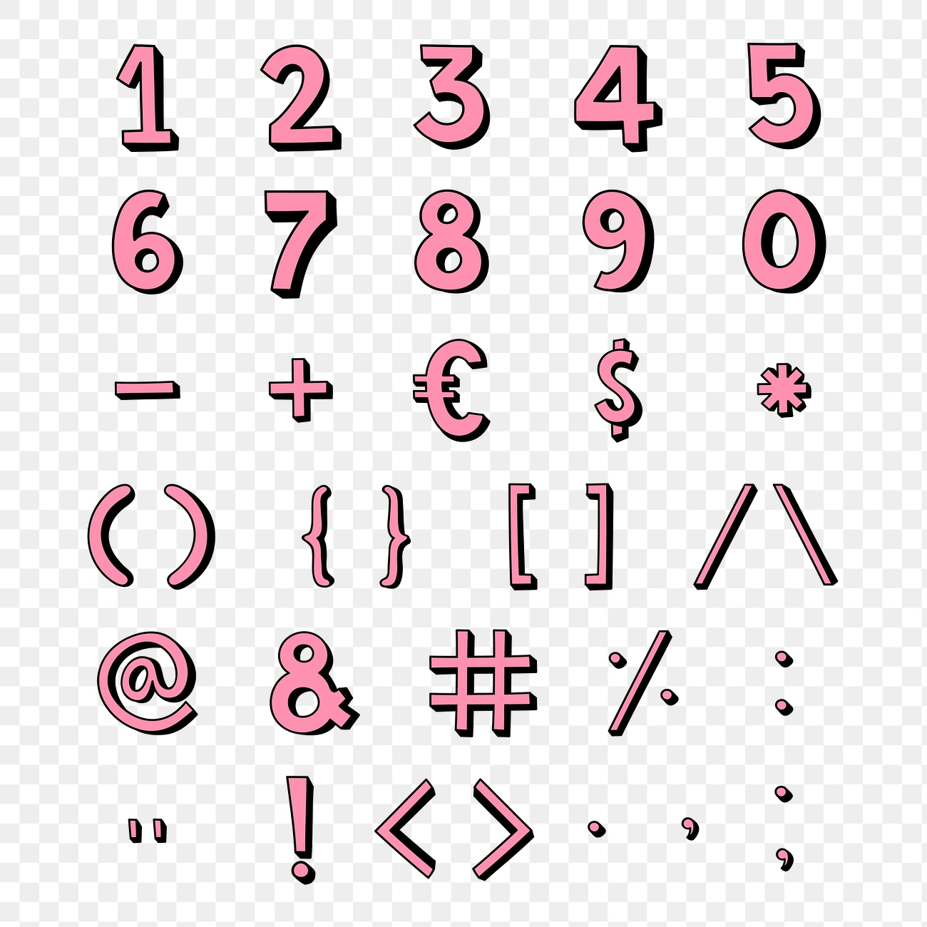 Styled numbers and symbol set | Premium PNG - rawpixel
