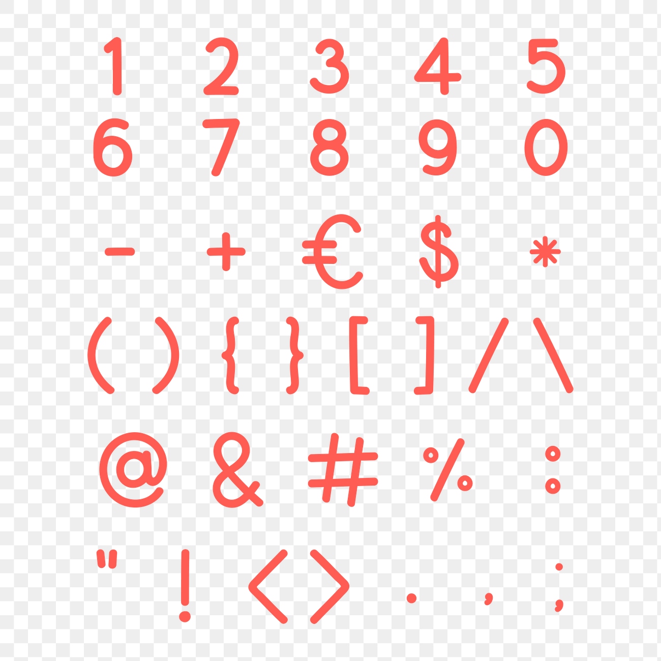 Styled numbers and symbol set | Premium PNG - rawpixel