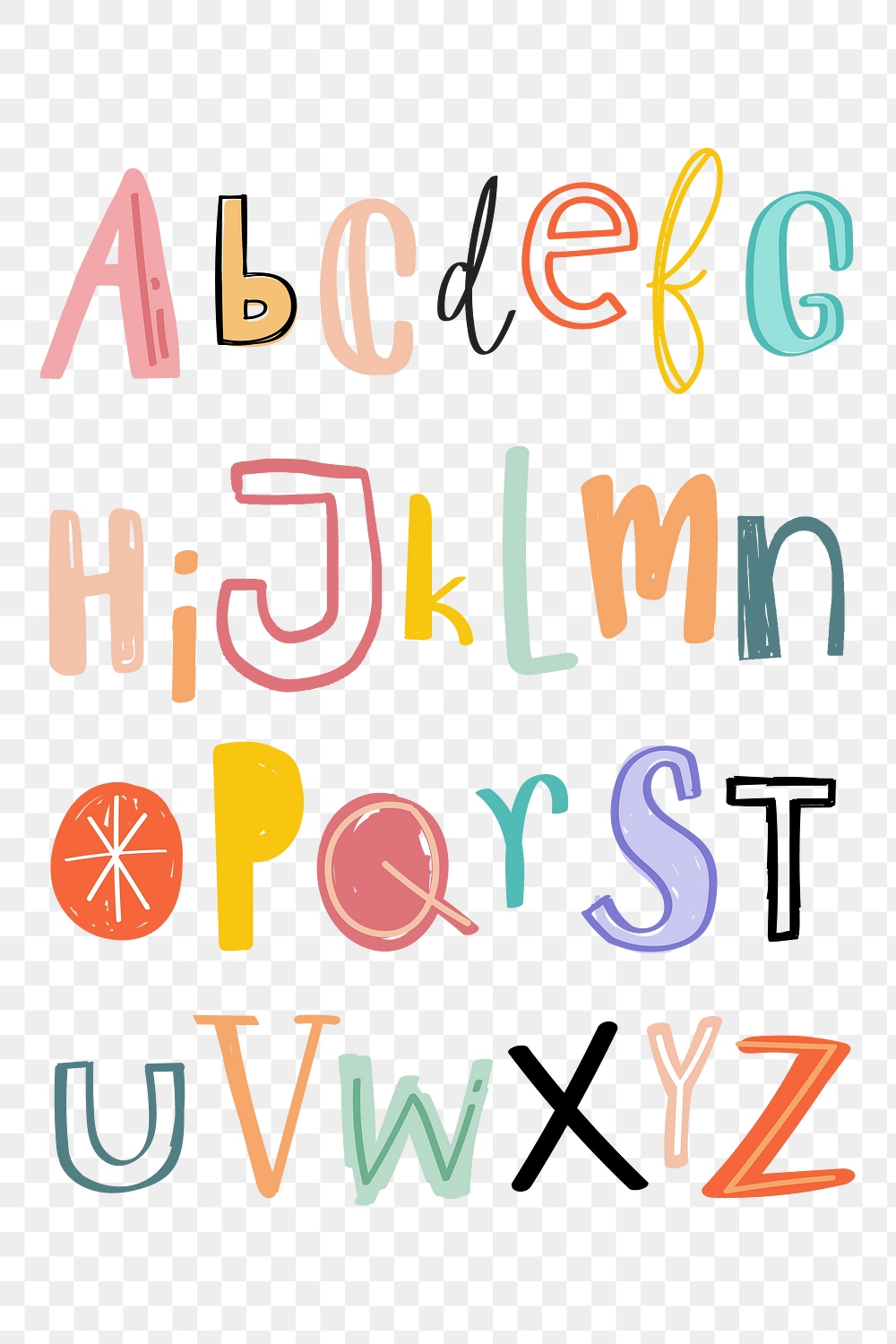 Alphabet png doodle typography font | Premium PNG - rawpixel