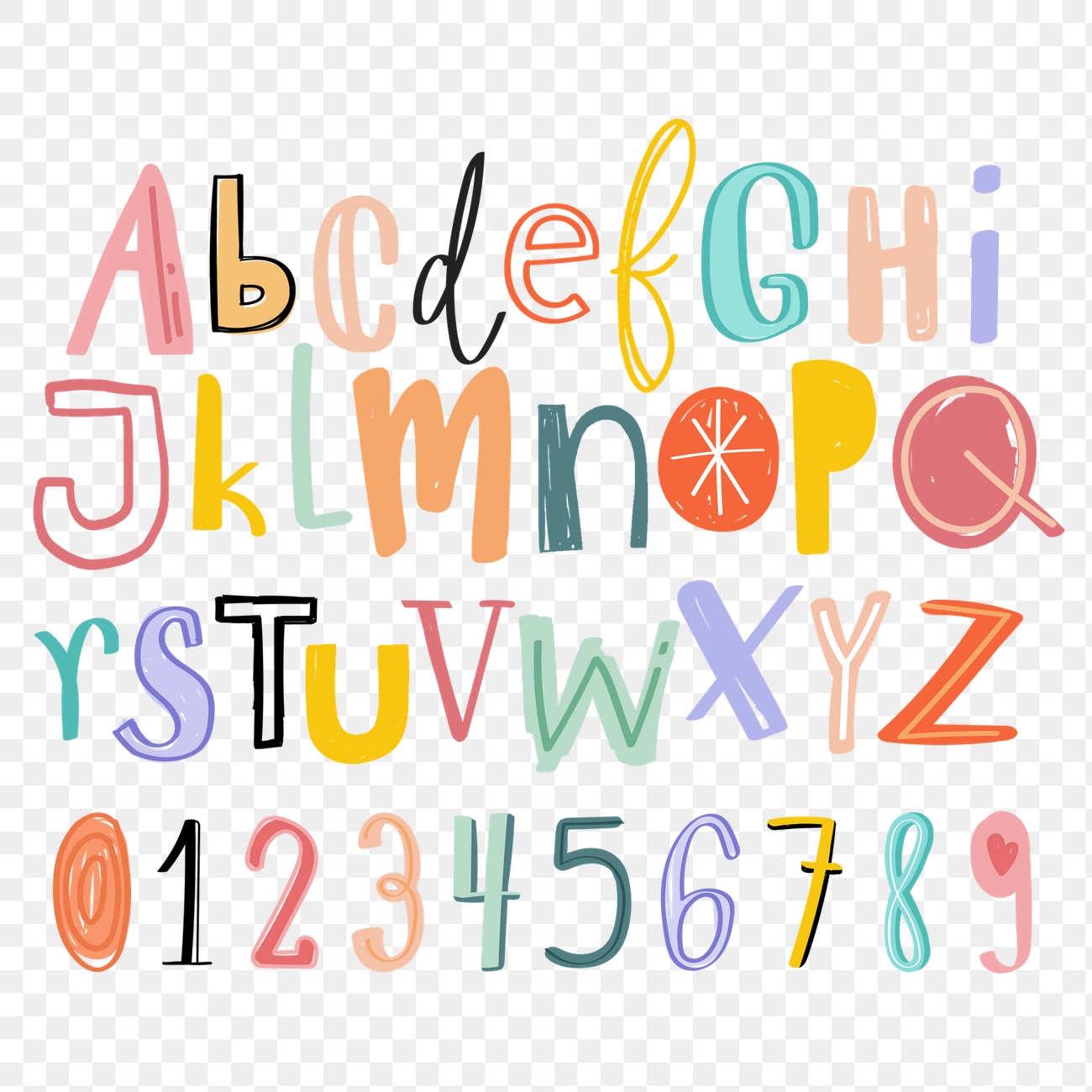 Alphabet png doodle typography font | Premium PNG - rawpixel