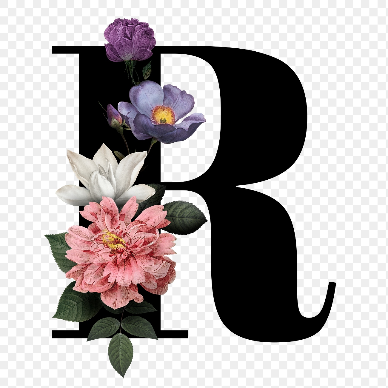 Classic and elegant floral alphabet | Free PNG - rawpixel