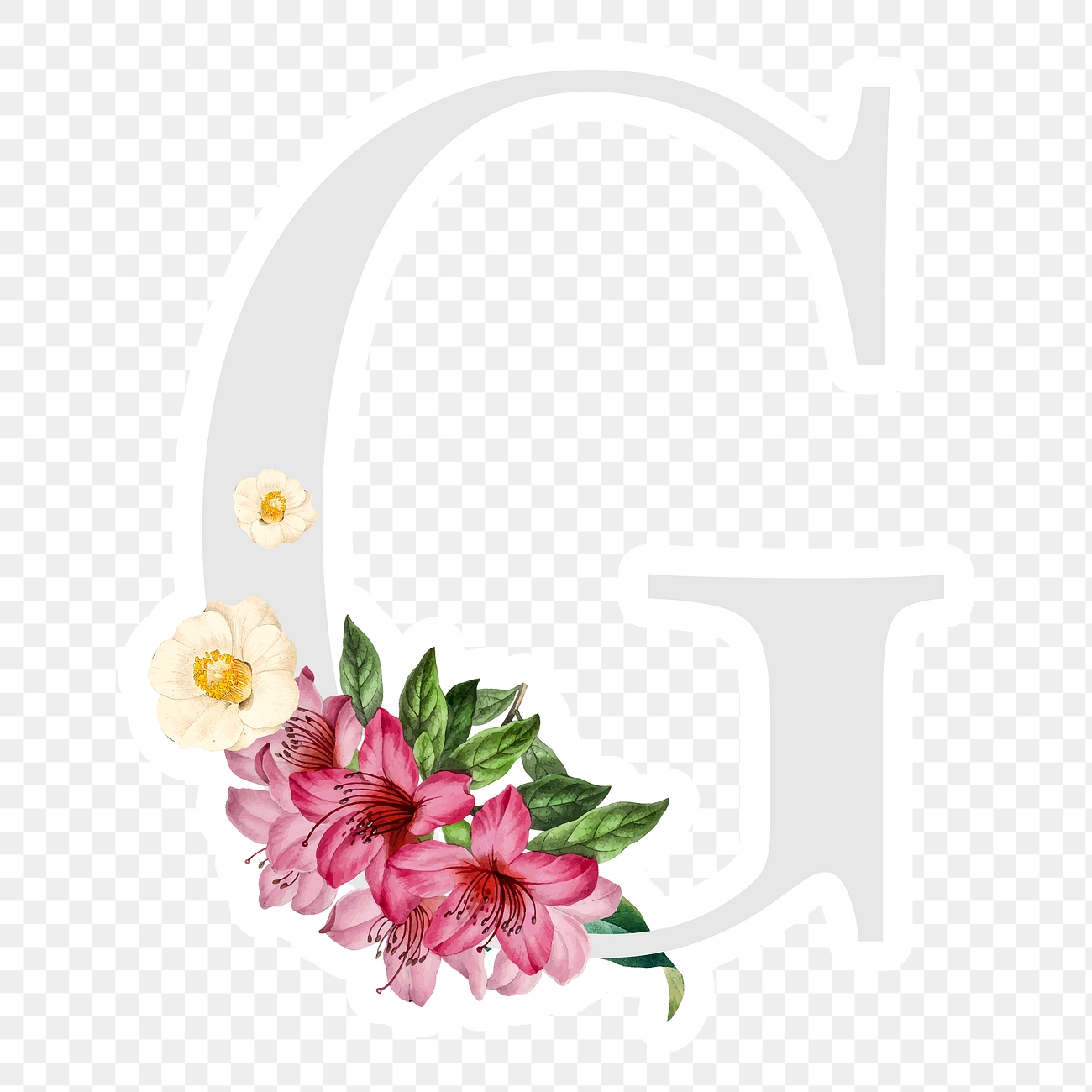 Flower decorated capital letter G | Free PNG Sticker - rawpixel