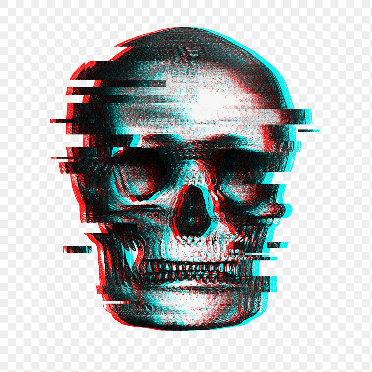 Skull with glitch effect sticker overlay | Royalty free ...