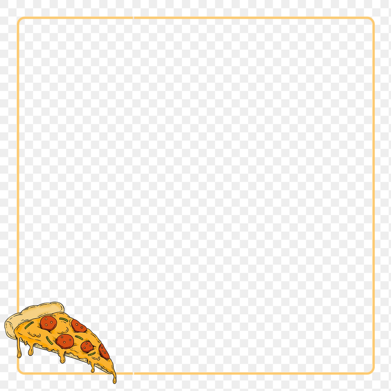 Square pepperoni pizza frame background design element Free
