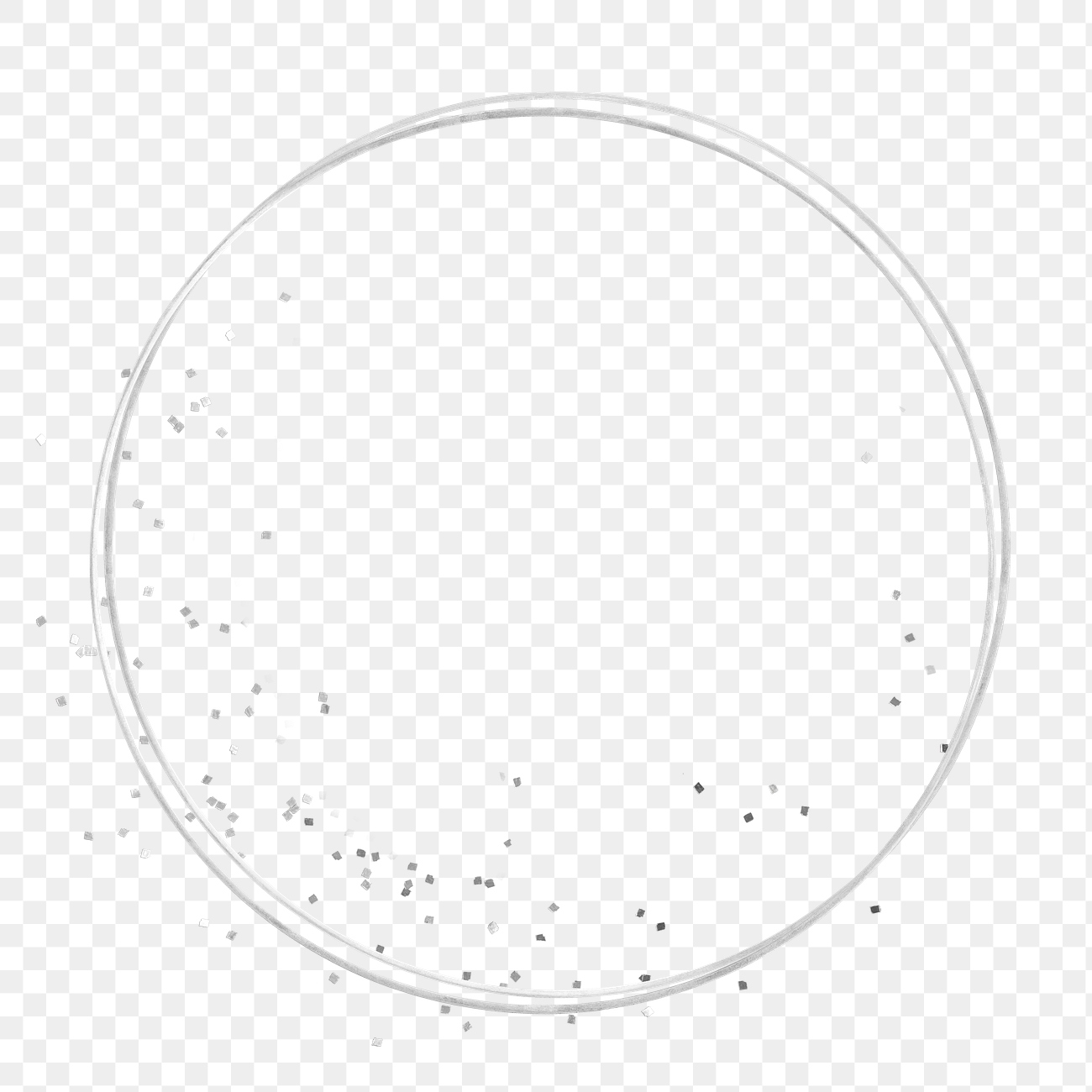 Silver glittery round frame design element