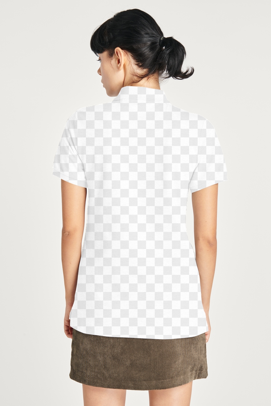 Download Women's polo shirt png on a model mockup