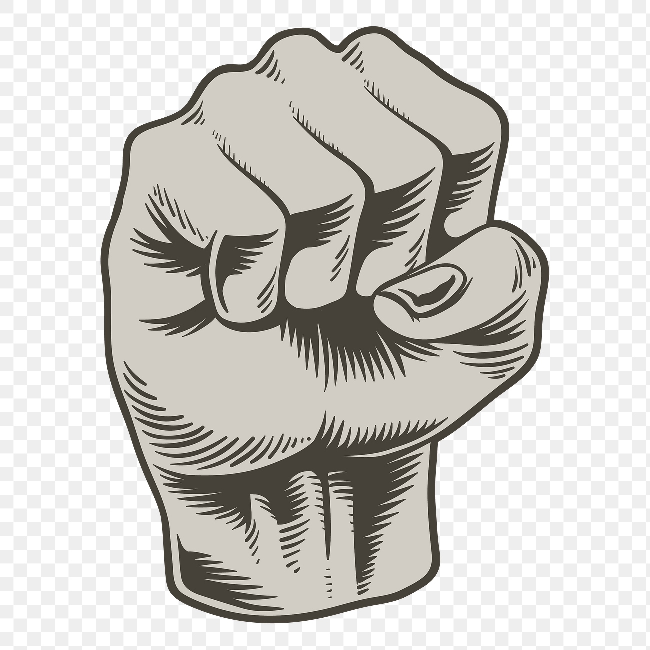 Hand drawn strong fist design element Free transparent png 2394075