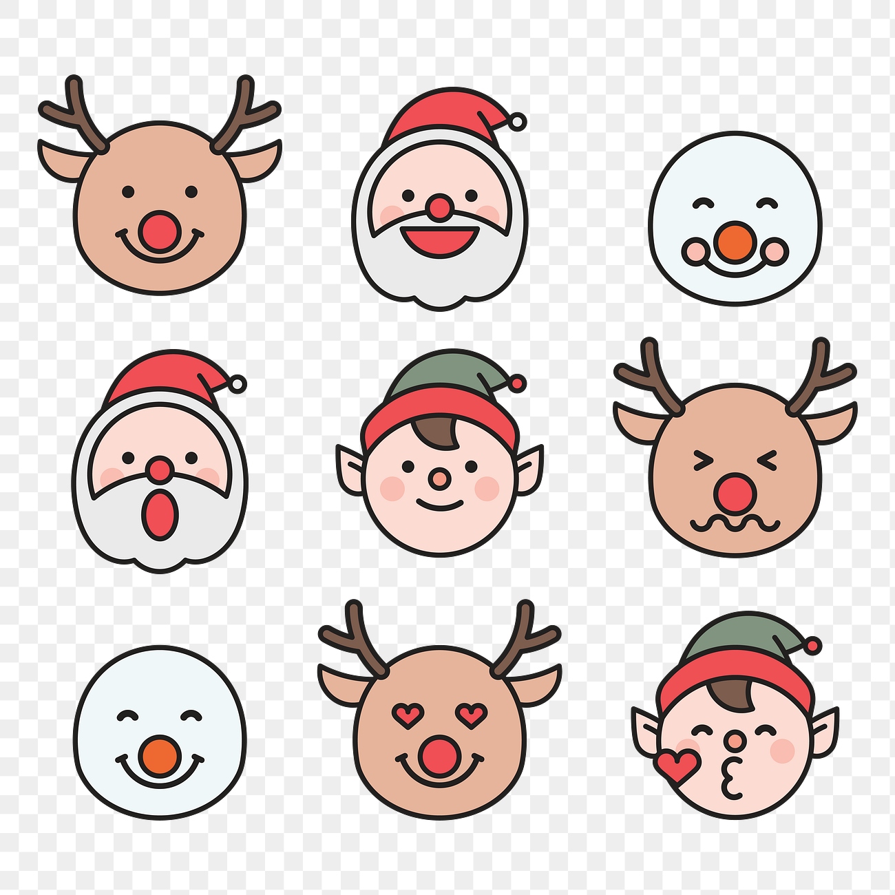 Christmas emoji icons set | Free stock illustration | High Resolution graphic