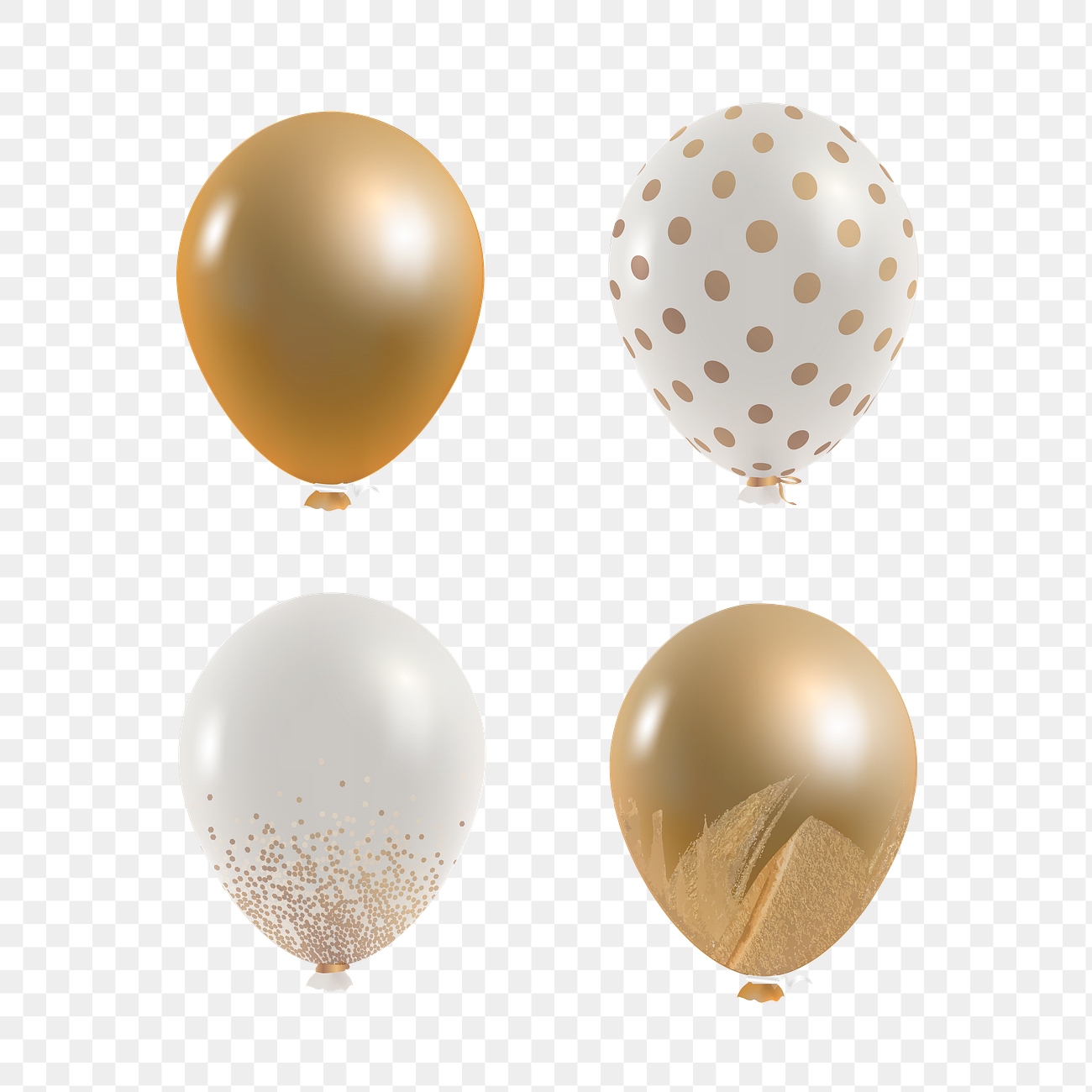 Gold and white balloons collection png | Free stock illustration | High