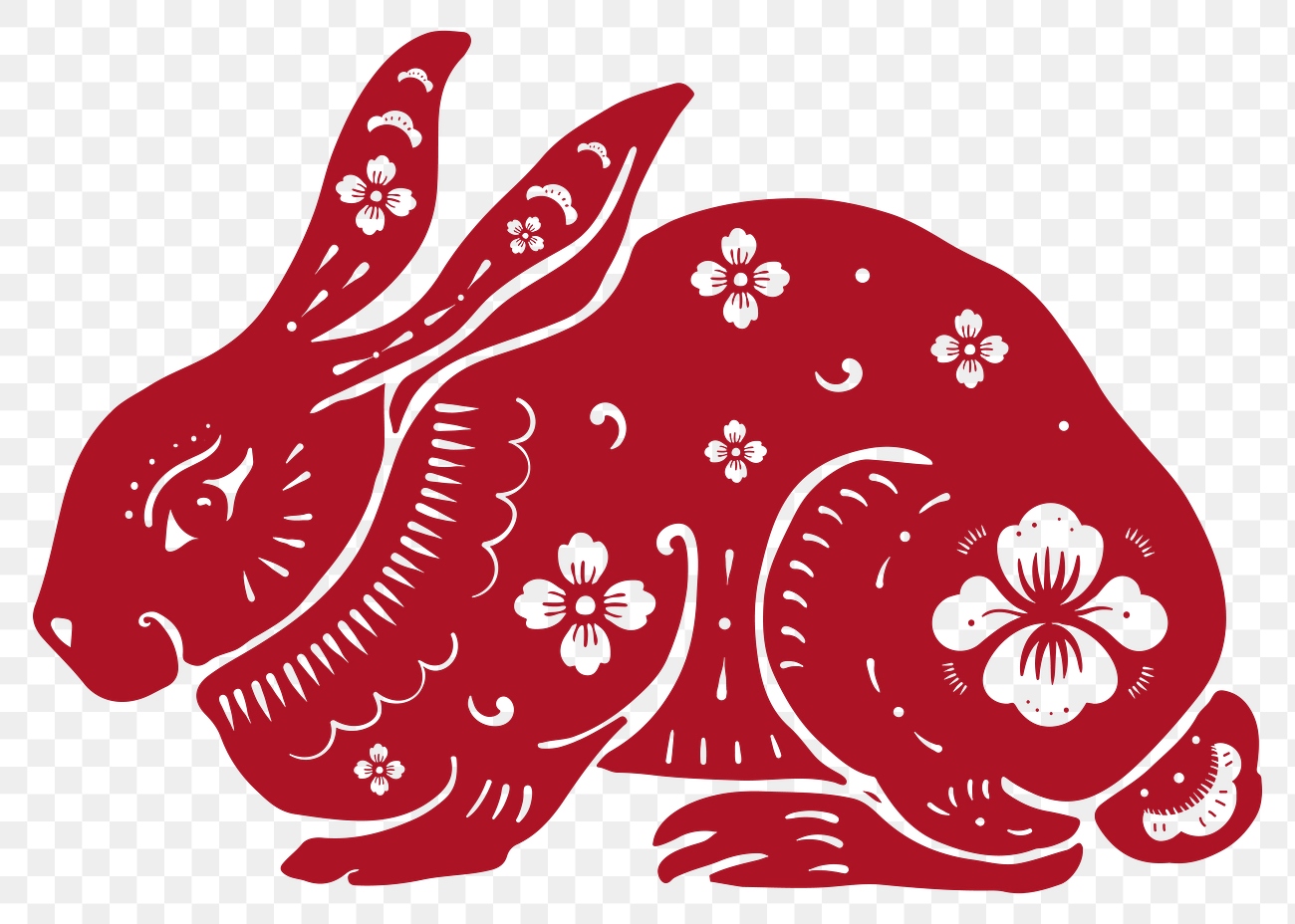 Chinese New Year rabbit png red animal zodiac sign sticker