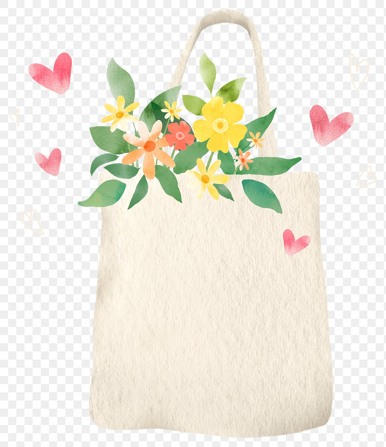 Png cloth bag with flowers | Free PNG Sticker - rawpixel