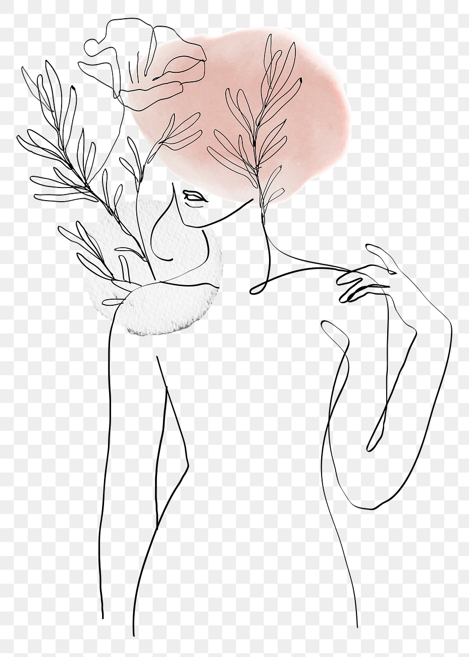 body with flower head drawing