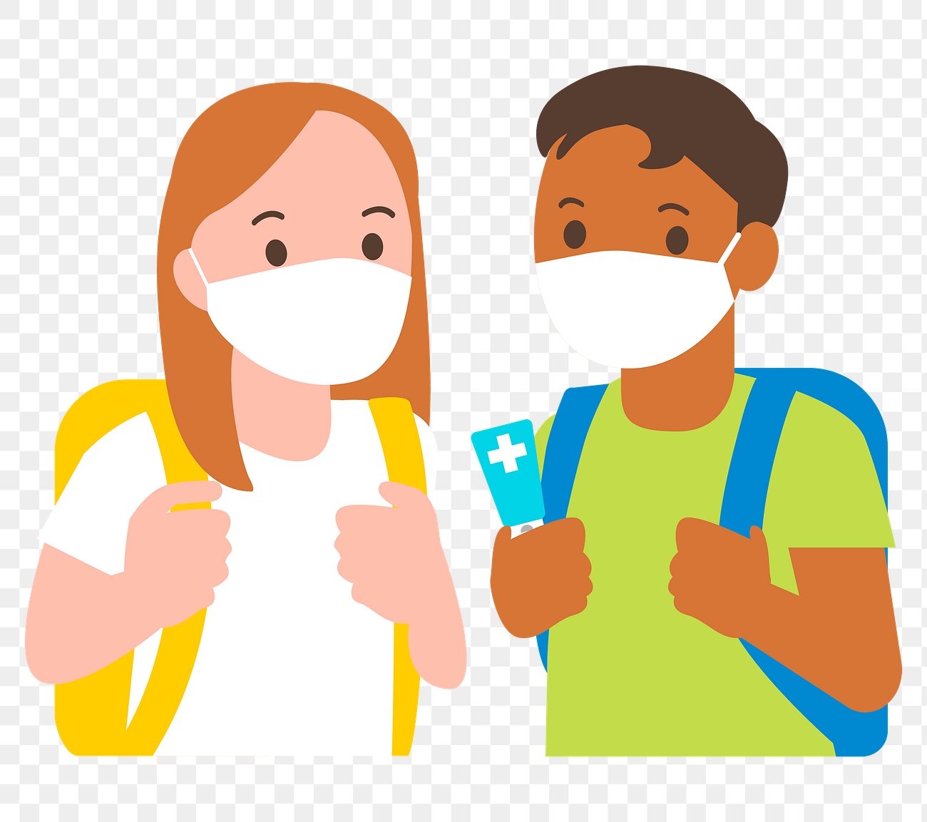 PNG students with mask on in the new normal… Free stock illustration