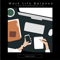 Work-life balance Instagram post template, | Free Editable Template ...