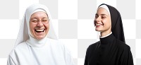 Happy nun png cut out element set, transparent background