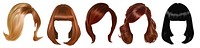 Hair style png cut out element set, transparent background