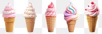 Ice cream png element set on transparent background