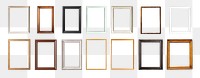 Picture frame png element set on transparent background