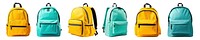 PNG Backpack  cut out element set, transparent background