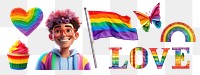 PNG LGBTQ+, pride month  cut out element set, transparent background