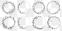 PNG Cherry blossom round frame set, transparent background