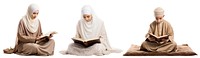 PNG Muslim people reading Quran set, transparent background