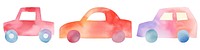 PNG Watercolor of pastel cartoon car set, transparent background