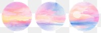 PNG Watercolor of pastel sunset set, transparent background