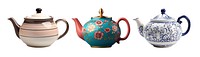 PNG Vintage ceramics teapot object set, transparent background